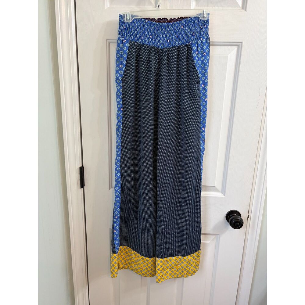 Aerie Patchwork Wide Leg Elastic Waist Comfort Boho Festival Lounge Pants Size S